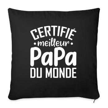 Certifié Meilleur Papa Du Monde - Housse de coussin décorative 45 x 45 cm - noir - Devant