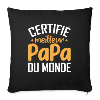 Certifié Meilleur Papa Du Monde - Housse de coussin décorative 45 x 45 cm - noir - Devant