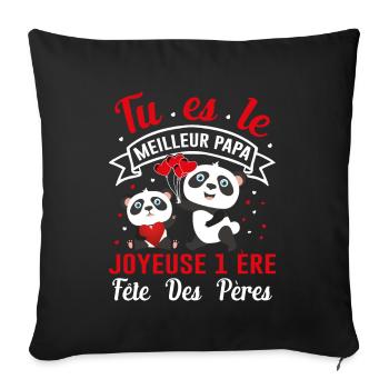 Papa Idée Cadeau Anniversaire Humour Noël Amour - Housse de coussin décorative 45 x 45 cm - noir - Devant