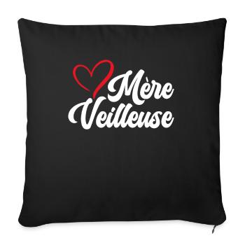Mère Veilleuse Maman Fête Des Mères Anniversaire - Housse de coussin décorative 45 x 45 cm - noir - Devant
