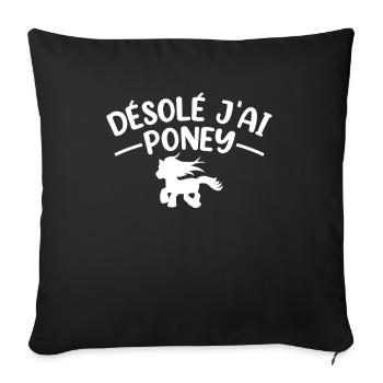 Cheval Poney Équitation Anniversaire Licorne Pony - Housse de coussin décorative 45 x 45 cm - noir - Devant
