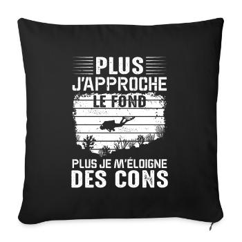 Sport Plongée Idée Cadeau Mer Poisson Anniversaire - Housse de coussin décorative 45 x 45 cm - noir - Devant