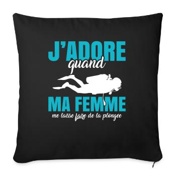Sport Plongée Idée Cadeau Mer Vacances Hobby Apnée - Housse de coussin décorative 45 x 45 cm - noir - Devant