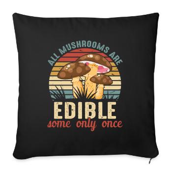 Champignon Cadeau Forêt Idée Cadeau Nature Automne - Housse de coussin décorative 45 x 45 cm - noir - Devant