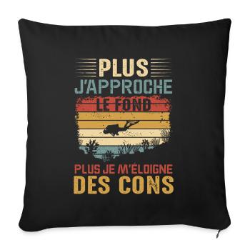 Sport Plongée Idée Cadeau Mer Poisson Anniversaire - Housse de coussin décorative 45 x 45 cm - noir - Devant