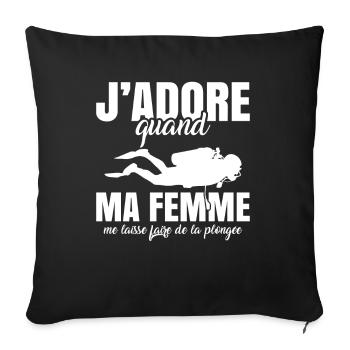 Sport Plongée Idée Cadeau Mer Vacances Hobby Apnée - Housse de coussin décorative 45 x 45 cm - noir - Devant