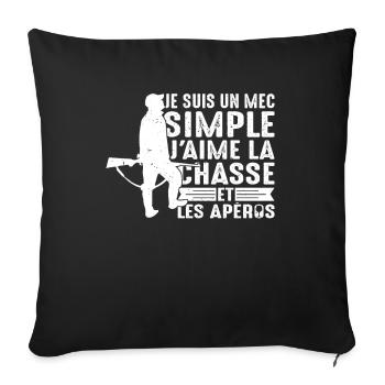 Chasse Et Apéro Chasser Cadeau Sanglier Mec Forêt - Housse de coussin décorative 45 x 45 cm - noir - Devant
