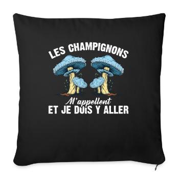 Champignon Forêt Idée Cadeau Nature Automne Hobby - Housse de coussin décorative 45 x 45 cm - noir - Devant