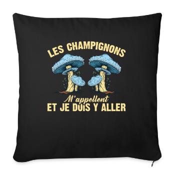 Champignon Forêt Idée Cadeau Nature Automne Hobby - Housse de coussin décorative 45 x 45 cm - noir - Devant
