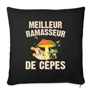 Meilleur Ramasseur De Cèpes Champignon Cadeau Cèpe - Housse de coussin décorative 45 x 45 cm - noir - Devant