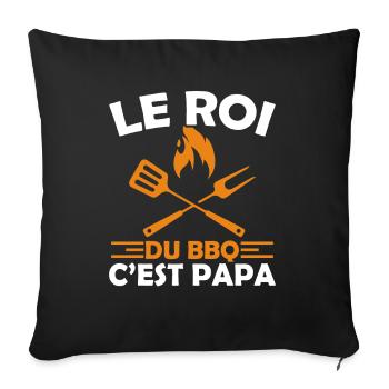 Le Roi Du Bbq C'est Papa Fête Des Pères Cadeau Bbq - Housse de coussin décorative 45 x 45 cm - noir - Devant