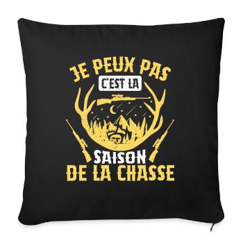 Je Peux Pas C'est La Saison De La Chasse Chasser - Housse de coussin décorative 45 x 45 cm - noir - Devant