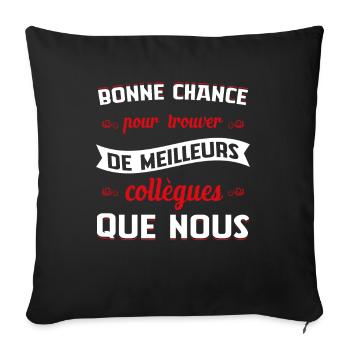 Job Travail Bureau Humour Idée Cadeau Retraite Ami - Housse de coussin décorative 45 x 45 cm - noir - Devant