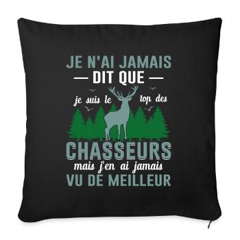 Chasser Fête Des Pères Idée Cadeau Papa Noël Cerf - Housse de coussin décorative 45 x 45 cm - noir - Devant