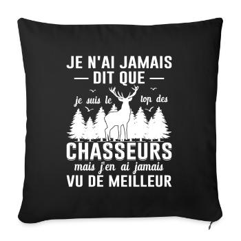 Chasser Fête Des Pères Idée Cadeau Papa Noël Cerf - Housse de coussin décorative 45 x 45 cm - noir - Devant