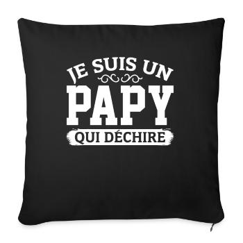 Papy Qui Déchire Fête Des Pères Anniversaire Noël - Housse de coussin décorative 45 x 45 cm - noir - Devant