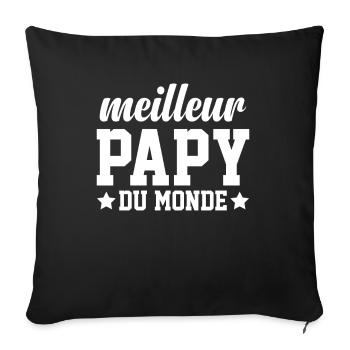 Meilleur Papy Du Monde Idée Cadeau Fête Des Pères - Housse de coussin décorative 45 x 45 cm - noir - Devant