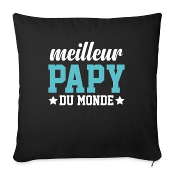 Meilleur Papy Du Monde Idée Cadeau Fête Des Pères - Housse de coussin décorative 45 x 45 cm - noir - Devant