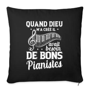 Bon Pianiste Musique Piano Idée Cadeau Clavier - Housse de coussin décorative 45 x 45 cm - noir - Devant