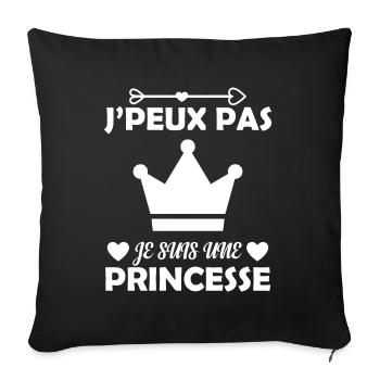 Je Peux Pas Je Suis Une Princesse Cadeau Amour - Housse de coussin décorative 45 x 45 cm - noir - Devant