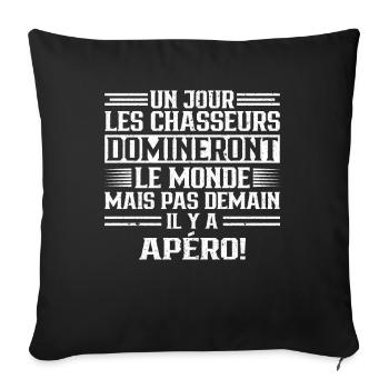 Chien Cadeau Chasser Idée Cadeau Sanglier Forêt - Housse de coussin décorative 45 x 45 cm - noir - Devant