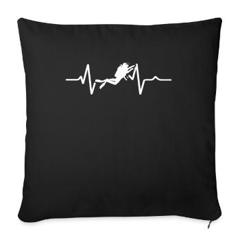 Diving Heartbeat Sport Gift Diving - Sofa pillowcase 17,3'' x 17,3'' (45 x 45 cm) - black - Front