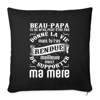 Beau-père Beau Papa Beaupère Beau-papa Amour Bonus - Housse de coussin décorative 45 x 45 cm - noir - Devant