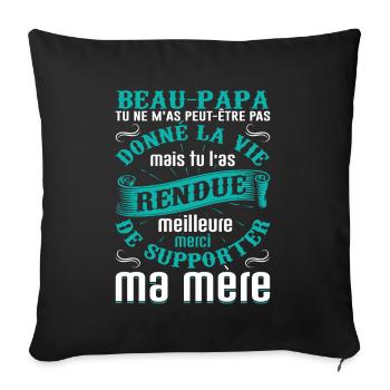 Beau-père Beau Papa Beaupère Beau-papa Amour Bonus - Housse de coussin décorative 45 x 45 cm - noir - Devant