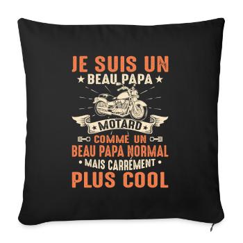 Beau-papa Motard Moto Sport Fête Des Pères Cadeau - Housse de coussin décorative 45 x 45 cm - noir - Devant