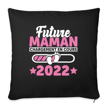 Future Maman 2022 Enceinte Idée Cadeau Amour Coeur - Housse de coussin décorative 45 x 45 cm - noir - Devant
