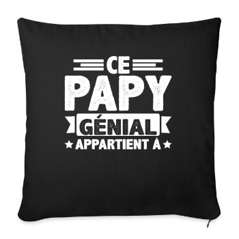 Ce papy génial appartient à [NOM] - Housse de coussin décorative 45 x 45 cm - noir - Devant