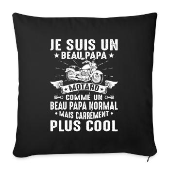 Beau-papa Motard Moto Sport Fête Des Pères Papa - Housse de coussin décorative 45 x 45 cm - noir - Devant