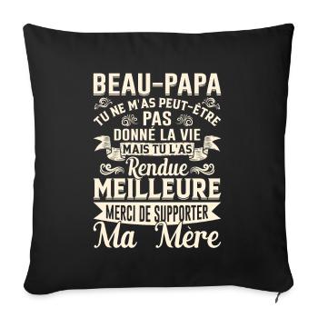 Beau-papa Beau-père Papa Bonus Fête Des Pères Noël - Housse de coussin décorative 45 x 45 cm - noir - Devant