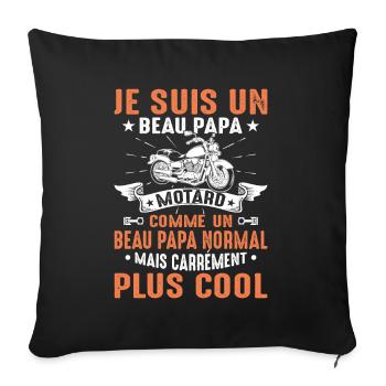 Beau-papa Motard Moto Sport Fête Des Pères Papa - Housse de coussin décorative 45 x 45 cm - noir - Devant