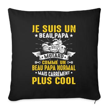Beau-papa Motard Moto Sport Fête Des Pères Papa - Housse de coussin décorative 45 x 45 cm - noir - Devant