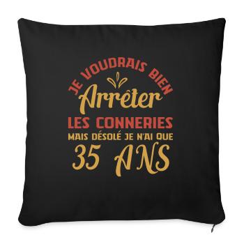 Je N'ai Que 35 Ans Anniversaire Cadeau Vintage Âge - Housse de coussin décorative 45 x 45 cm - noir - Devant