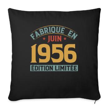 Fabriqué En Juin 1956 Anniversaire Cadeau Vintage - Housse de coussin décorative 45 x 45 cm - noir - Devant