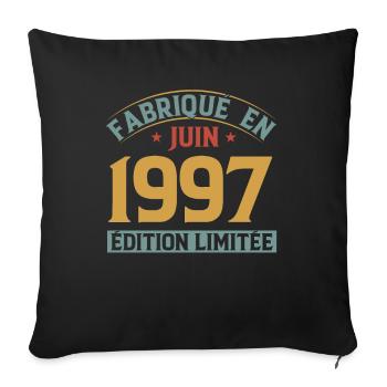 Fabriqué En Juin 1997 Anniversaire Cadeau Vintage - Housse de coussin décorative 45 x 45 cm - noir - Devant