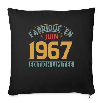 Fabriqué En Juin 1967 Anniversaire Cadeau Vintage - Housse de coussin décorative 45 x 45 cm - noir - Devant