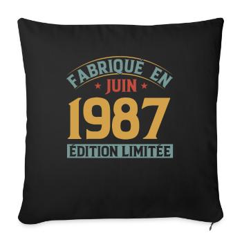 Fabriqué En Juin 1987 Anniversaire Cadeau Vintage - Housse de coussin décorative 45 x 45 cm - noir - Devant
