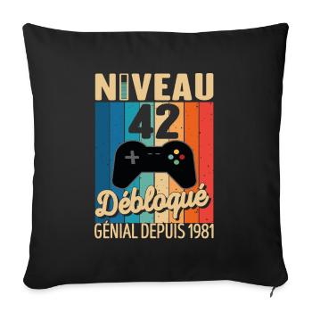 42 Ans 1981 Anniversaire Cadeau Citation Gamer - Housse de coussin décorative 45 x 45 cm - noir - Devant