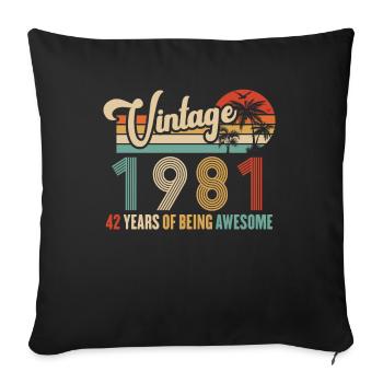Vintage Année 1981 Anniversaire 42 Ans Idée Cadeau - Housse de coussin décorative 45 x 45 cm - noir - Devant
