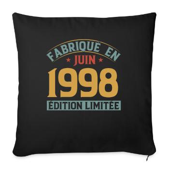 Fabriqué En Juin 1998 Anniversaire Cadeau Vintage - Housse de coussin décorative 45 x 45 cm - noir - Devant