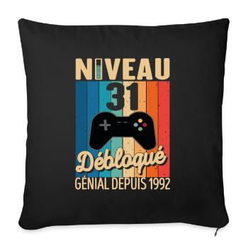 31 Ans 1992 Anniversaire Cadeau Citation Gamer - Housse de coussin décorative 45 x 45 cm - noir - Devant