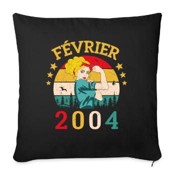 Février 2004 anniversaire idée cadeau vintage 2004 - Housse de coussin décorative 45 x 45 cm - noir - Devant