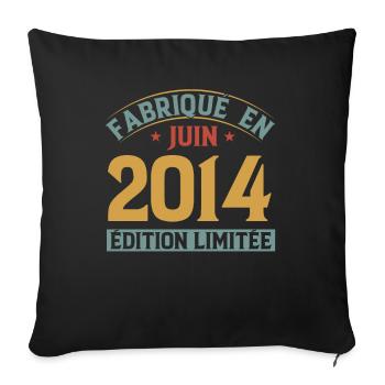 Fabriqué En Juin 2014 Anniversaire Cadeau Vintage - Housse de coussin décorative 45 x 45 cm - noir - Devant