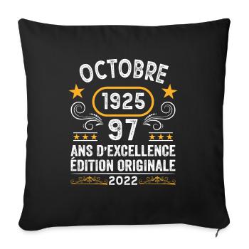 Octobre 1925 97 Ans Anniversaire Idée Cadeau Rétro - Housse de coussin décorative 45 x 45 cm - noir - Devant