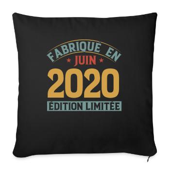 Fabriqué En Juin 2020 Anniversaire Cadeau Vintage - Housse de coussin décorative 45 x 45 cm - noir - Devant
