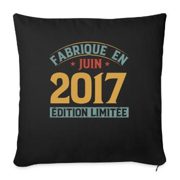 Fabriqué En Juin 2017 Anniversaire Cadeau Vintage - Housse de coussin décorative 45 x 45 cm - noir - Devant