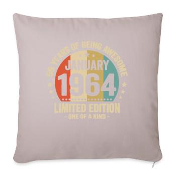 59 Ans Janvier 1964 Anniversaire Cadeau Vintage - Housse de coussin décorative 45 x 45 cm - taupe clair - Devant